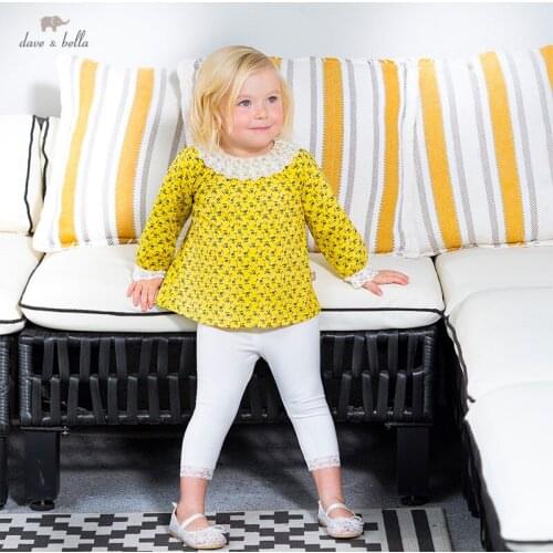 DB16694 dave bella spring baby girls cute floral print clothing sets kids fashion long sleeve sets children 2 pcs suit