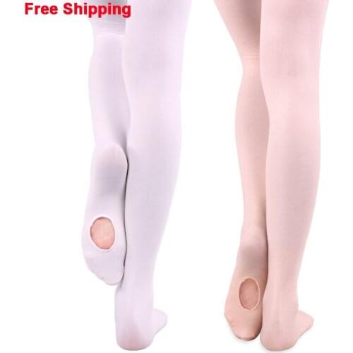 Children Girls Kids Soft Microfiber Ballet Dance Panty Hose Leggings Convertible Dance Ballet Tights With Hole