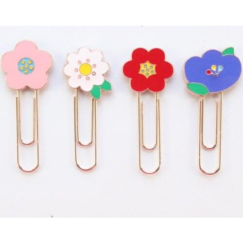 Domikee 2020 new cute kawaii candy flora design office school metal paper clips bookmark student memo clips stationery supplies