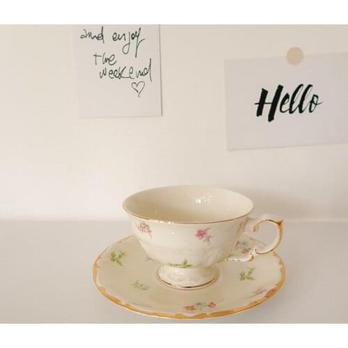 Ins French Retro Romantic Afternoon Tea Cup Dish Coffee Cup Set Korea Small Fresh Flower Ceramic Cup Set