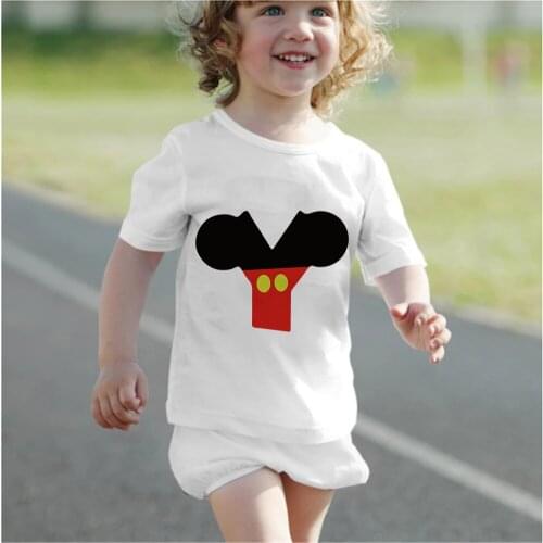 Disney Kids Tshirt Mickey Mouse Front Letter V W X Y Z Print T Shirt Cartoon Graphic O-Neck Children Clothes Dropship Tee Tops