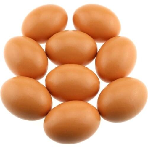 Gresorth 9pcs Fake Wood Eggs Decoration Artificial Play Kitchen Food Kids Toy for Laying Chicken Coop - Brown