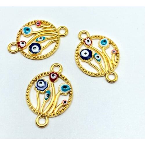 10pcs Turkish magic eye drop oil life tree handmade bracelet necklace round eye feature connector fashion accessories