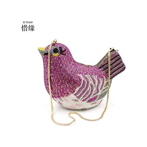 XIYUAN Bird Rhinestone Clutch Purple Women Evening Bags Ladies Crystal Handbags Purses For Wedding Gala Dinner Minaudiere Bag