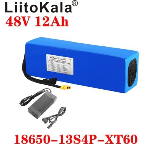 LiitoKala 48V 12Ah 18650 E-bike battery li ion battery pack bicycle scoot conversion kit bafang 1000W XT60 plug 54.6V Charger