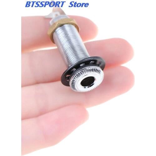 Brass 3 Prongs Electric Guitar Bass Input/Output Mono Activel Long Threaded Jack Socket