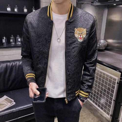 Men Jacket Tops 2021 Spring New Trend Korean Slim Casual Handsome Print Tiger Male embroidered clothes young and middle-aged coa