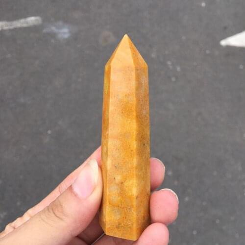 Natural Crystal yellow jade point wand Yellow Quartz Beautiful Ornament for Home Decor Reiki Energy Stone