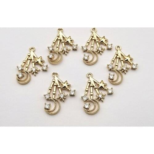 New arrival! 27x21mm 50pcs Cubic Zirconia Star/Moon shape Charm for Earring DIY Making, Jewelry Accessories Findings & Component