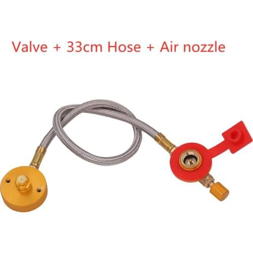 Outdoor Camping Picnic Gas Stove Head Valve Adapter Converter + Hose Connecting Line + Air Nozzle Outdoor Stove Accessories