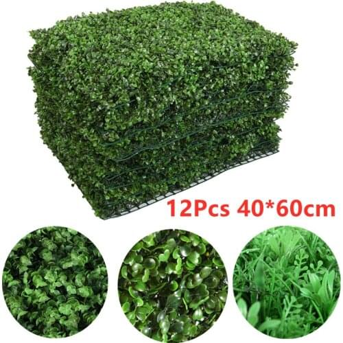 12Pcs 40*60cm Artificial Hedge Wall Panels Topiary Grass Wall Privacy Screen UV Protected Grass Wall Backdrop Greenery Panels