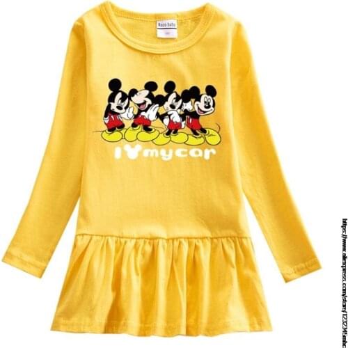 Baby Girls Dress Kids Mickey Mouse Dresses Toddlers Printed Baby Clothes Princess Dress Kids Cotton Clothing Disney