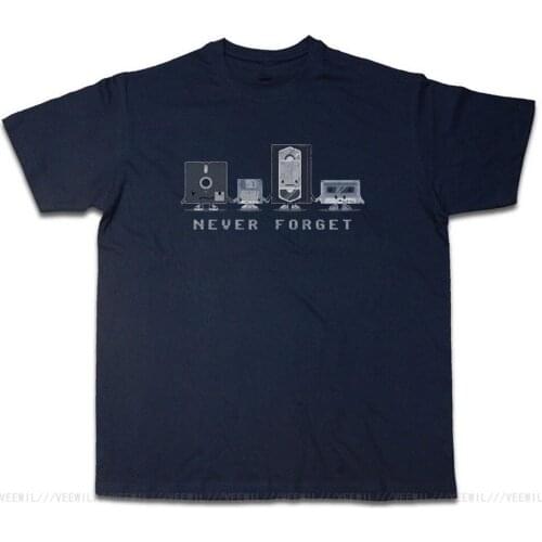 NEVER FORGET T-Shirt Retro Media VHS Cassette Floppy Disk Discette Video Casual T Shirt