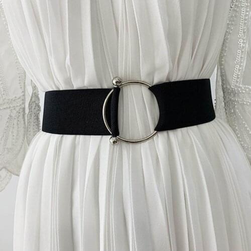 Q Vintage Braided Wide Belt For Women Round Buckle Solid Color Female Waist Belts Casual Adjustable Retro Simple Waistband