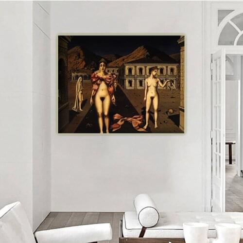 Citon Paul Delvaux《Nodes Rose,1937》Surrealism Canvas Oil Painting Artwork Poster Picture Background Wall Decor Home Decoration