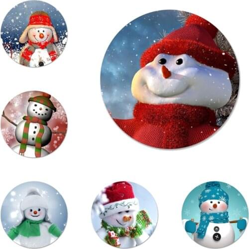 Christmas Snowman Icons Pins Badge Decoration Brooches Metal Badges For Clothes Backpack Decoration 58mm