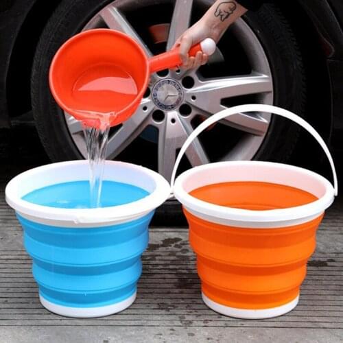 Silicone Foldable Bucket for Fishing Folding Buckets Car Wash Outdoor Fishing Supplies Square 3L/5L Bathroom Kitchen Camp Bucket