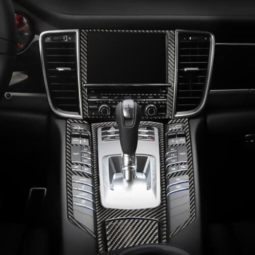Car Styling Center Console Gear Shift Panel Decoration Sticker Cover Trim For Porsche Panamera 970 Carbon Fiber Auto Accessories