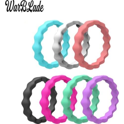 WarBLade 7pcs/set 14 Style Hypoallergenic Crossfit Flexible Silicone Rings FDA Food Grade Rubber Finger Rings For Women Wedding