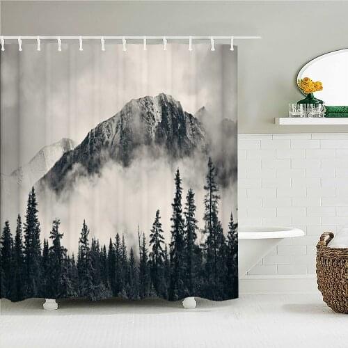 Nature Forest Trees landscape Shower Curtain Printed Waterproof Fabric Shower Curtains for Bathroom Shower with 12 Hooks
