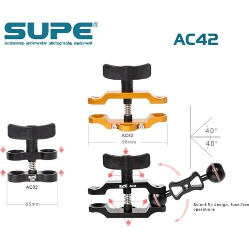 SUPE Scubalamp AC42 Butterfly Clamp Underwater Scuba Diving Accessorries photography equipment ball head clip arm clip