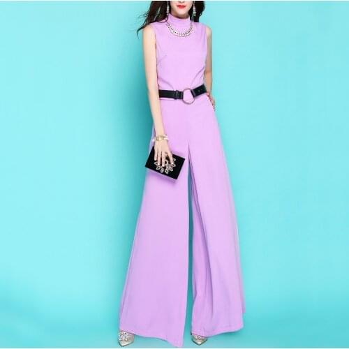 2020 Summer Clothes For Women Fashion OL Wide Leg Jumpsuit Vintage Loose Fit Rompers Elegant Slim Fit Party Womans Jumpsuit