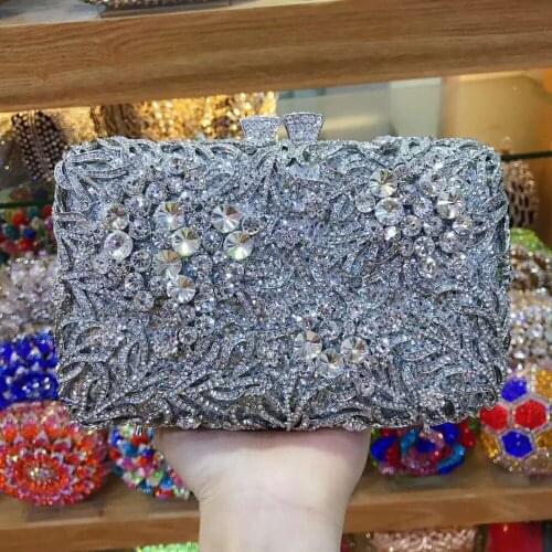 Women gold/silver Evening Clutch Bag Ladies Diamond Crystal Day Clutches Purses Female Wedding Party Bridal Chain shoulder bags