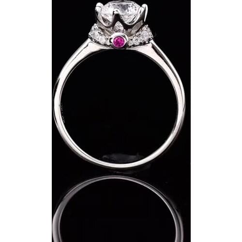 1ct White D Color Moissanite Rings Ruby Engagement S925 Sterling Silver Ring White Gold Plated Women Fine Jewelry