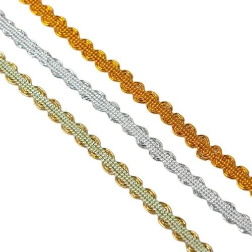 1M Latest Silver Gold Lace Fabric High Quality Ribbon Curtain Guipure Lace Material Sewing Trimmings For Clothing Decoration K53