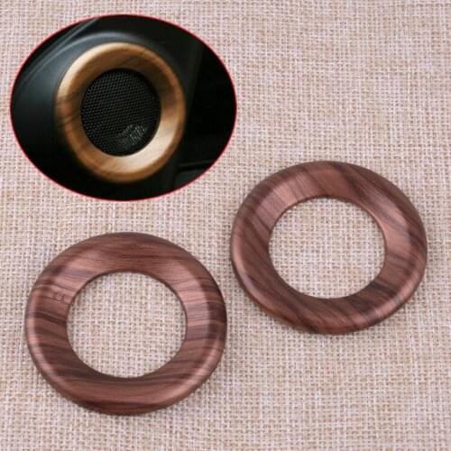 1 Pair Car Peach Wood Grain Front A-Pillar Horn Speaker Sound Decoration Ring Cover Trim Fit For Honda CRV 2020 2019 2018 2017