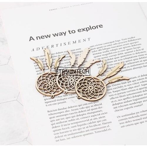 100pcs Wood Dream Mesh Feather Ornament Decoration Craft Wedding Pendant Home Decor Laser Cut Hollowing Out