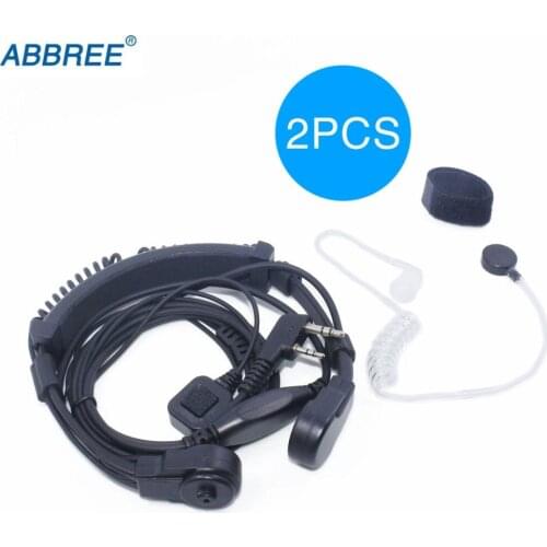 2PCS ABBREE Extendable Throat MIC PTT headphone Headset for Kenwood Baofeng UV-5R UV-82 UV-5RE uv5r uv82 Walkie Talkie