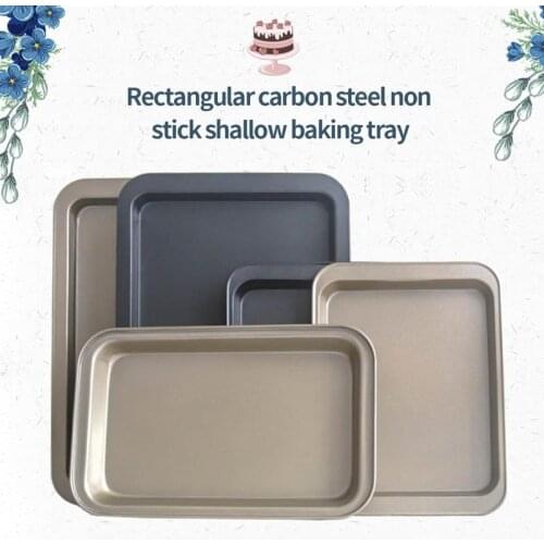 2pcs Rectangle Baking Pan Cookie Biscuit Pastry Stainless Steel Baking Oven Tray Non-stick Coating