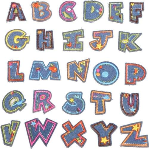 26 English Letter Iron on patch Embroidered clothes patches For clothing Kids Umbreon Cloth Stickers Garment Appliques