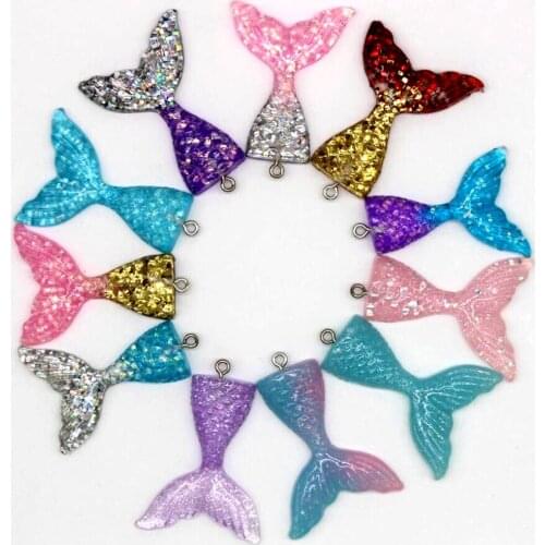 32*41mm 10 pcs mermaid nail resin DIY handmade materials home decoration accessories colorful mix pendant