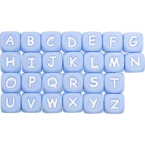 100PCS/ 12mm 3D Beads Food Grade Silicone Chewing Beads English Letters Bead Making Jewelry Baby Teether Toy