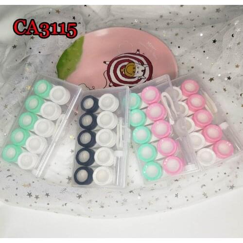 Slip Cap Color contact lens case 5pcs jelly color slip caps small travel box with pp saving box CA2811