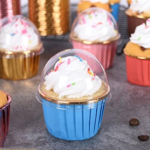 50Pcs Large 5039 Aluminum Foil Wrapper Paper Gold Silver Cupcake Liner Baking Cups Tray Case Wedding Muffin Paper Cup