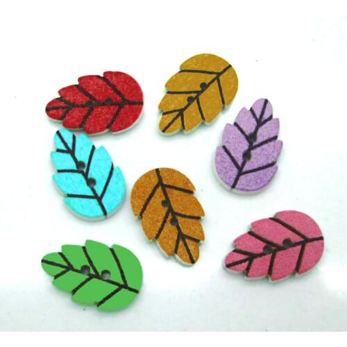 50pcs Mixed Leaves Wooden Sewing Buttons For Clothing Needlework Scrapbooking Wood Botones Decorative Crafts Diy Accessories