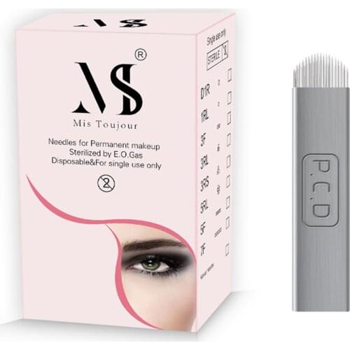 50pcs/Box Hard 19U Shape Manual Microblading Needles Tebori Tattoo Blades For Semi Permanent Makeup Eyebrows Micropigmentation