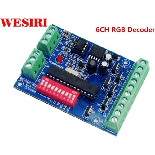 6 Channel DMX512 Decoder Dimmer Driver 6CH RGB DMX Controller DC5V-24V for RGB LED Strip Light Tape Lamp Module