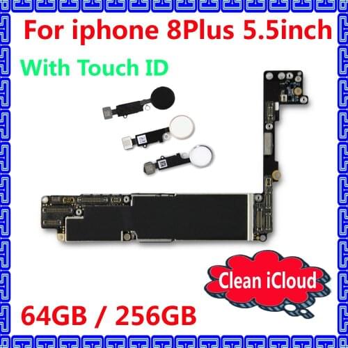 64GB 256GB Original motherboard for iphone 8Plus with / without touch ID,Factory unlocked mainboard for iphone 8 Plus IOS system
