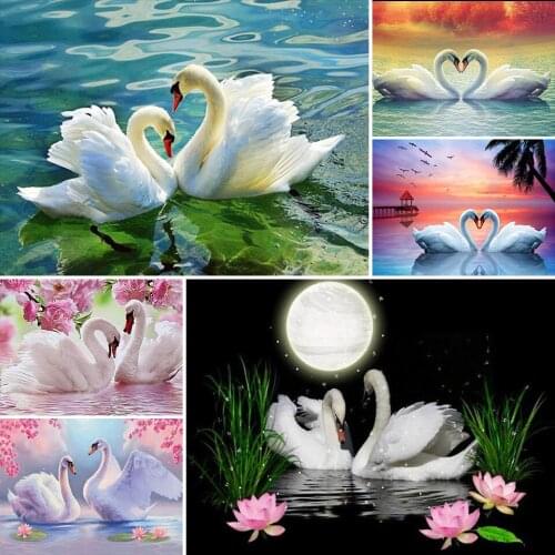DIY 5D Diamond Painting Full Square Swans Animals Cross Stitch Kit Diamond Embroidery Mosaic Picture Of Rhinestones Home Decor