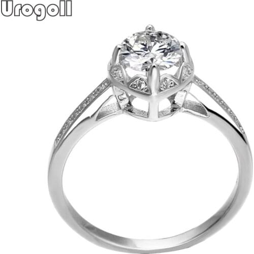 Noble Women Ring 925 Sterling Silver Ring Luxury Zirconia Rhinestone Love Heart Wedding Rings For Bride Silver 925 Jewelry