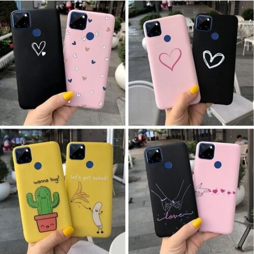 Phone Cases For Realme C12 Case Soft Silicone Love Heart Back Cover For OPPO Realme C12 C 12 RealmeC12 2020 Coque RMX2189 Bumper