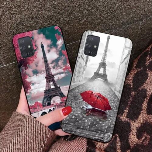 CUTEWANAN Paris Eiffel Tower Black Soft Shell Phone Case Capa For Samsung A10 A20 A30 A40 A50 A70 A80 A71 A91 A51 A6 A8 2018