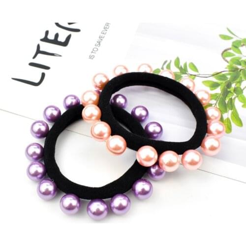 Elastic Hair Band Fashion Ponytail Holder Tie Gum Girl Elegance Women Hair Accessories Pearl Black Hair Rope Rubber Band