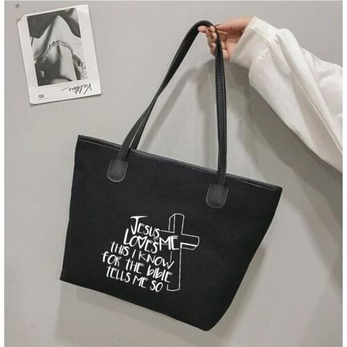 Just Loves Me Bibles Tells Me Printed Canvas Tote Bag Shoulder Church Bag Christian Bag Beach Bag Work Bag