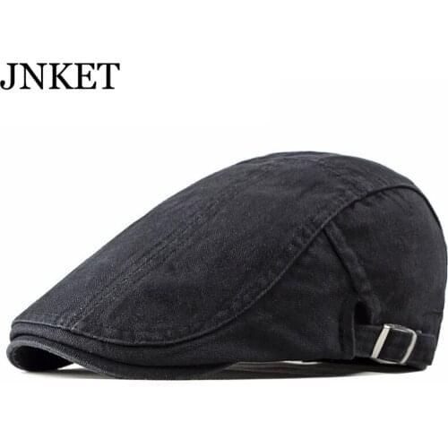 JNKET Leisure Unisex Beret Hat Denim Cap Washed Fabric Peaked Cap Outdoor Travel Sunhat Flat Caps Duckbill Cap Adjustable Size