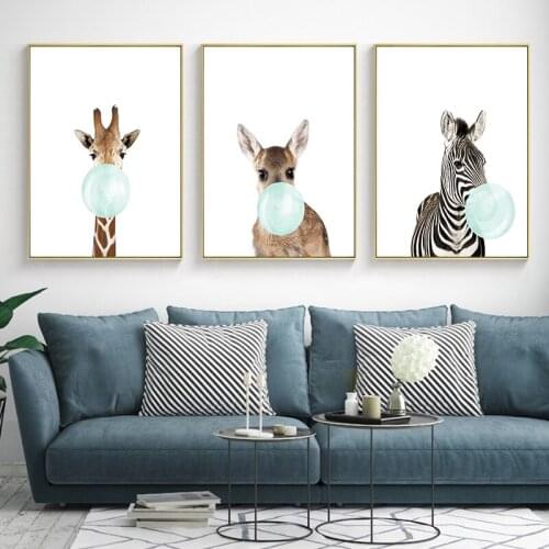 Nordic Style Giraffe Zebra Animal Posters and Prints Nursery Canvas Paintings Wall Pictures for Baby Kids Room Decoration
